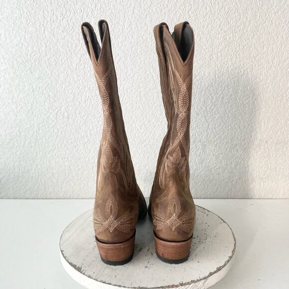 Lane LEXINGTON Womens Cowboy Boots Size 8.5 Brown Western Cowgirl Mid Calf Tall - Picture 3 of 11